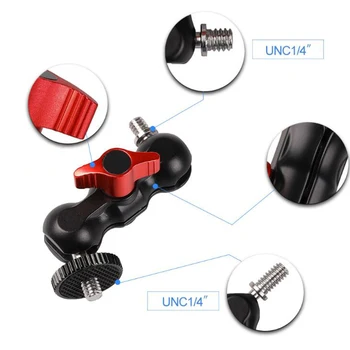 

Double Ball Head Shoe Mount Adapter Magic Arm 1/4" Screw Portable Gimbal Phone LCD Monitor DV Video Light DSLR Camera