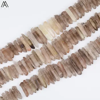 

Natural Smoky Color Quartz Crystal Graduated Stick Point Loose Beads Pendant Necklace DIY Crystal Point Jewelry YYX-CT-116AMCH