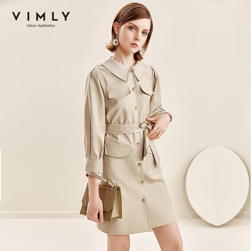 Зимнее женское платье Vimly Элегантное однобортное с отложным воротником и