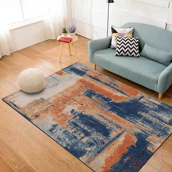 

Retro Thicken Carpets Living Room Decor Floor Mat Delicate Abstract Oil Painting Pattern Kids Bedroom Bedside Non-Slip Area Rugs