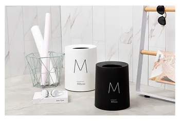 

1PC Plastic Trash Can Office Bathroom Kitchen Trash Bin Living Room Bedroom Waste Bin Without Lid North European Style OK 1121