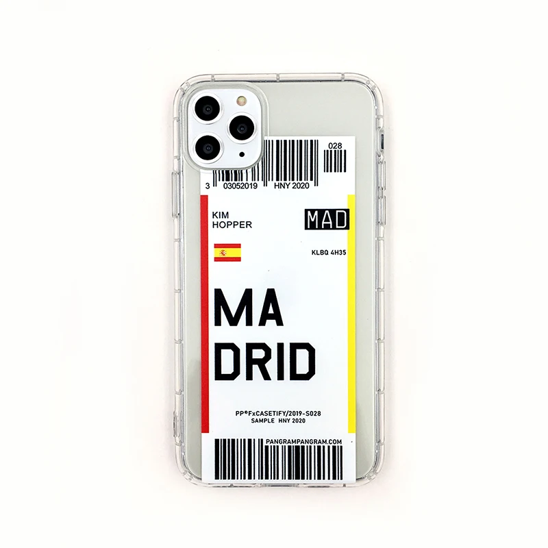 Горячая QR код авиабилета на самолет Испания город Мадрид Барселона Рим этикетка чехол для iPhone 11 Pro X XS MAX XR 7 8 6 Plus Дубай крышка - Цвет: Style 6