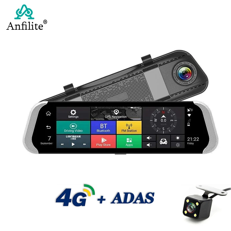 Anfilite Универсальная Многофункциональная 1" Android 4G Автомобильная зеркальная камера заднего вида DVR с gps WiFi FM Bluetooth Автомобильная gps навигация