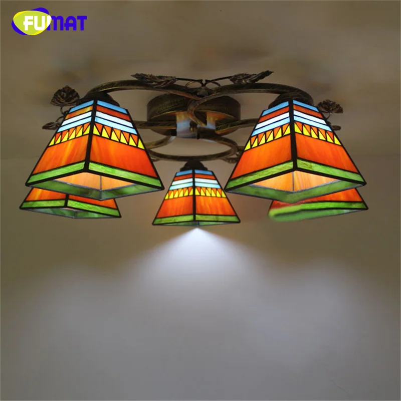 

Светодиодный потолочный светильник FUMAT, цветное стекло ручной работы, лампа E26 E27