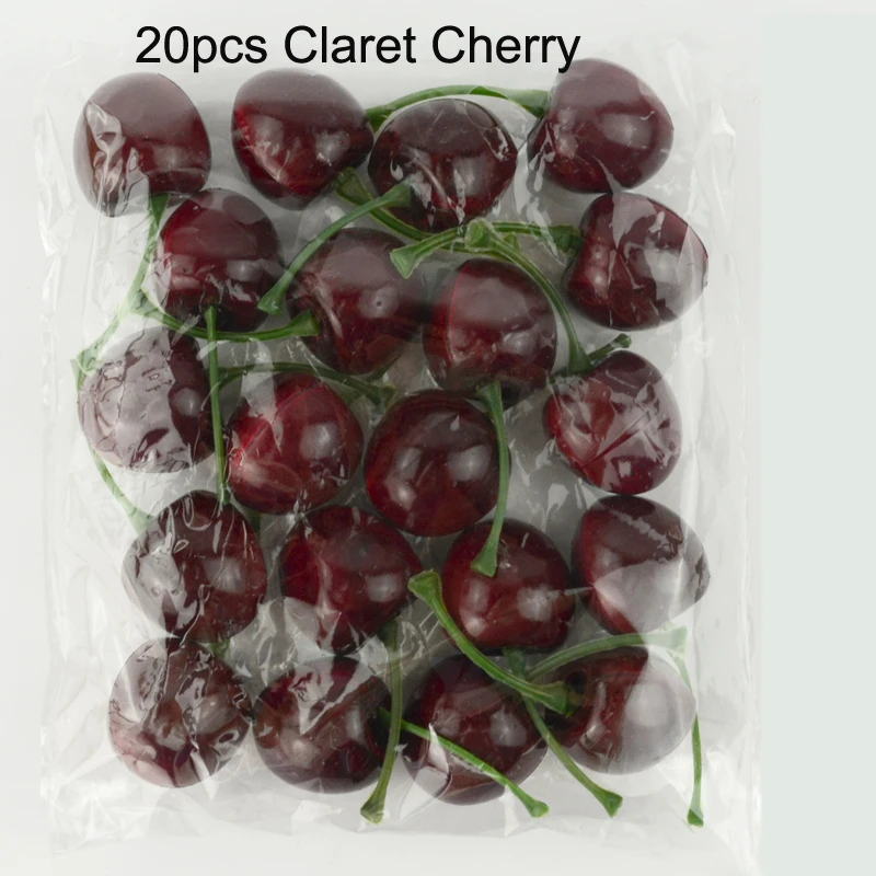 zao hong cherry 20шт/3 шт Искусственные фрукты имитация клубники пластик моделирование клубника Орнамент Ремесло фотографии реквизит украшение окна - Цвет: zao hong cherry