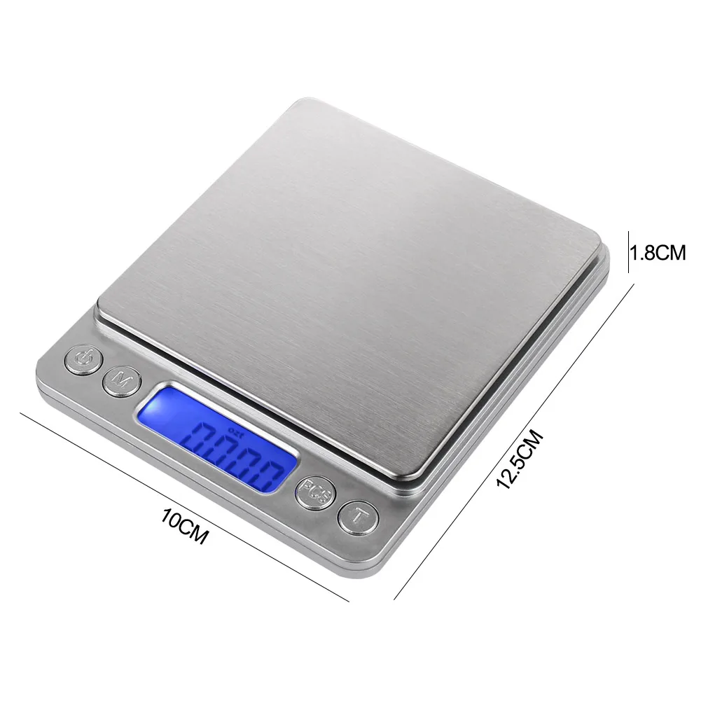 Mini Scale I2000 3kg 0.1g Stainless Steel Platform Bar with Tray Jewelry Weighing Tool LCD Display Practical