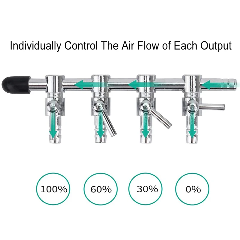1~5 Way Aquarium Air Valve Stainless Steel Fish Tank Air Flow Control Lever Valve Distributor Splitter Oxygen Pump Accessories