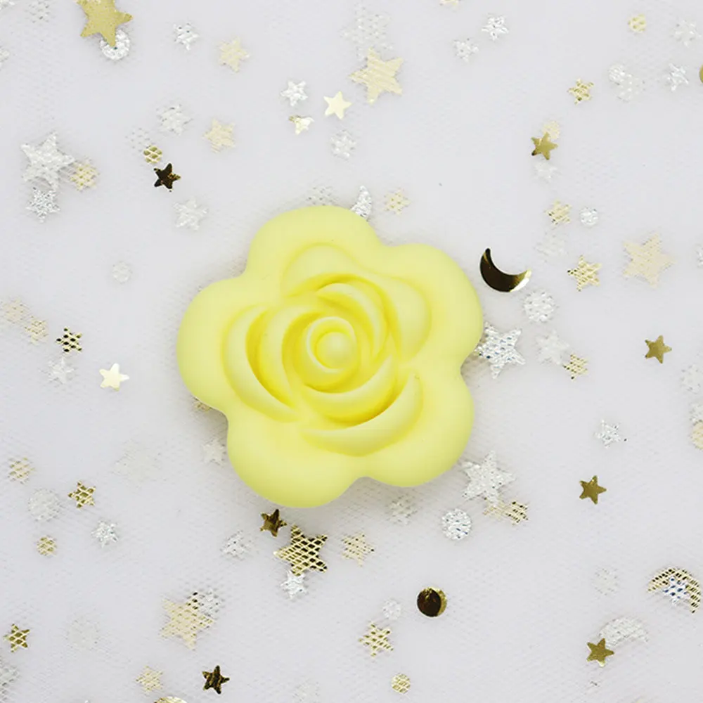 Cream Yellow 5 шт., розовый Перл, силиконовые бусины, цветок, Силиконовая зубная форма, сделай сам, Детские Прорезыватели, бусинки для изготовления ювелирных изделий, детские товары, игрушки для прорезывания зубов - Цвет: Cream Yellow
