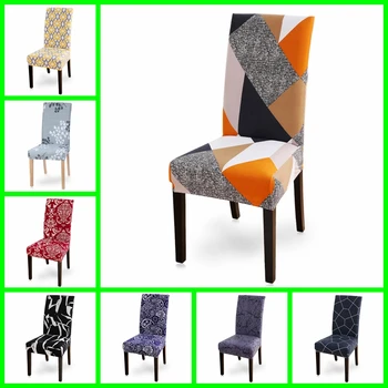 

ZENGIA Spandex Chair Covers Printed Stretch Elastic Universal Chair Cover Slip covers For Dining Room Wedding Banquet Hotel