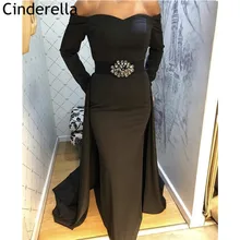 Сексуальные вечерние платья с длинным рукавом Русалка спандекс Кристалл бисерный пояс аксессуар для женщин Выпускные Платья vestidos de fiesta de noche