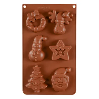 

6 Hole Christmas Gifts Cake Mold Santa Snowman DIY Baking Tools 3D Creative Cake Mold For Jelly Chocolate Ice Decoration E355