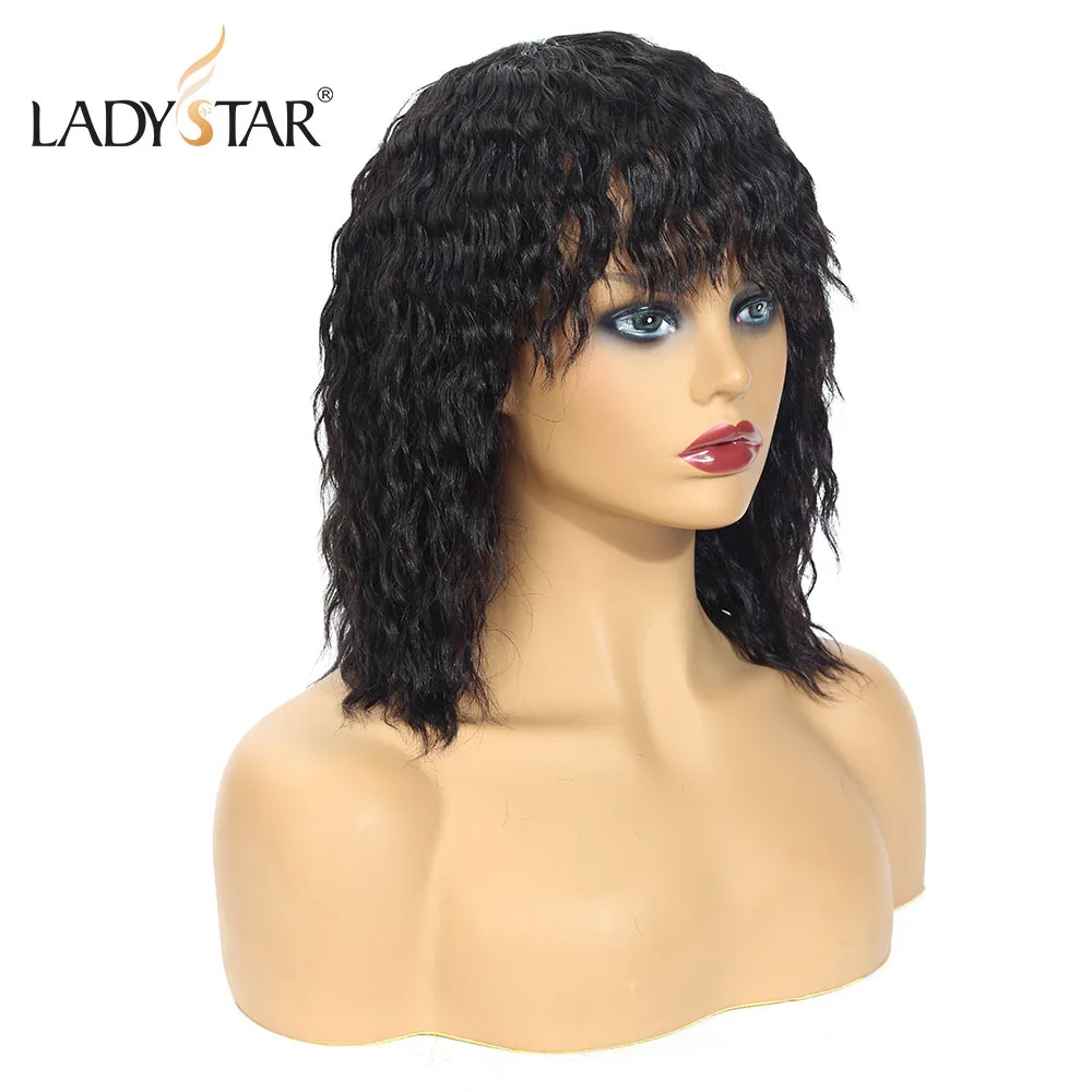 LADYSTAR кудрявые волосы на фронте шнурка человеческие парики для черных женщин бразильские волосы Remy парики с пухленькими волосами