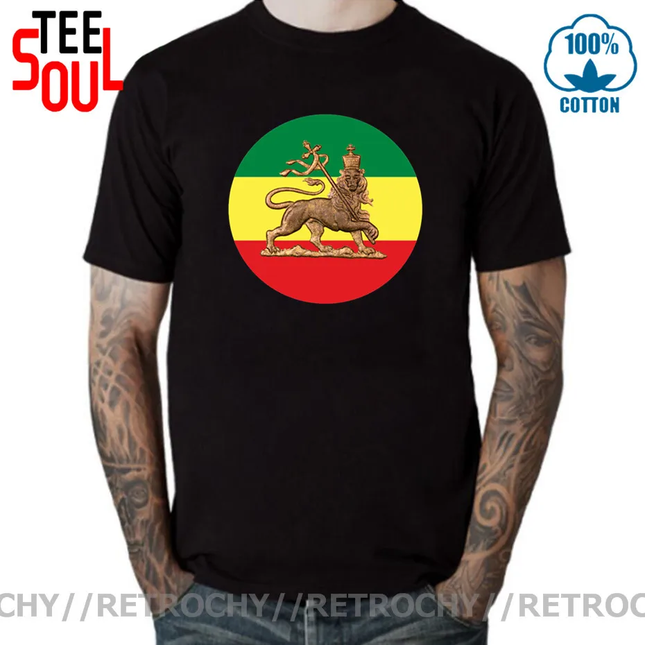 Lion Of Judah Rastafari Flag Reggae Roots T-Shirt Uomo Etiopia Di Giuda T-Shirt Homme Cool Funky Summer Africa Lion King Tshirt