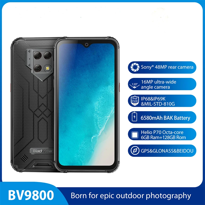 Blackview BV9800 Helio P70 Android 9,0 6GB+ 128GB смартфон 48MP задняя камера IP68 Водонепроницаемая 6580mAh 6," FHD мобильный телефон
