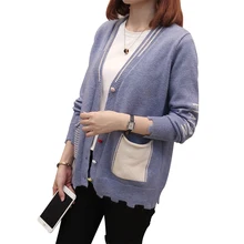 Женский свободный свитер женский кардиган плюс размер узор теплая зима корейский стиль Дикий Свободный Тонкий вязаный женский Кардиган Куртка