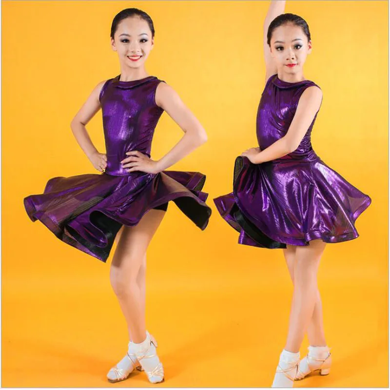 Малыш пурпурного цвета без рукавов Современный Джаз, сальса Латинский бальный танец платья для девочек Одежда для танцев конкурс танцев костюм одежда