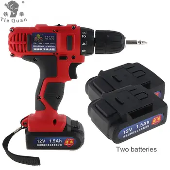 

Electric Screwdriver 100 - 240V Cordless 12V Screwdriver with 2 Lithium Batteries and Adjustment Button for Handling Screws