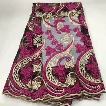 

High quality Nigerian Lace French Net Lace Fabric 2019 Latest African Lace Fabric With Embroidery Mesh Tulle Lace Fabric