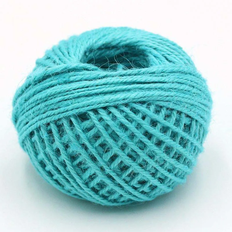 Sky blue 50 м натуральная джутовая веревка из мешковины, Hessian шпагат, пеньковый шнур, подарочная упаковка, упаковочные шнуры, свадебные ярлыки, украшения для самодельного изготовления, Декор - Color: Sky blue