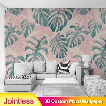 

Hand Drawing Tropical Leaves Custom Mural Wallpaper Jointless Silk Cloth Living Room Bedroom TV Background Home Decor Wall Paper