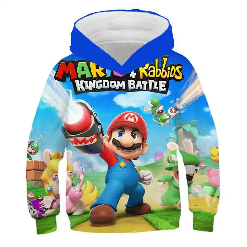 Забавная 3D детская толстовка с капюшоном Super Mario Bros модные повседневные толстовки