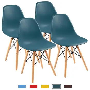 

Modern Simple Dining Chair, Nordic Minimalist Shell Lounge Plastic Chair for Kitchen, Bedroom,Office,Living Room Chairs 4 Pcs