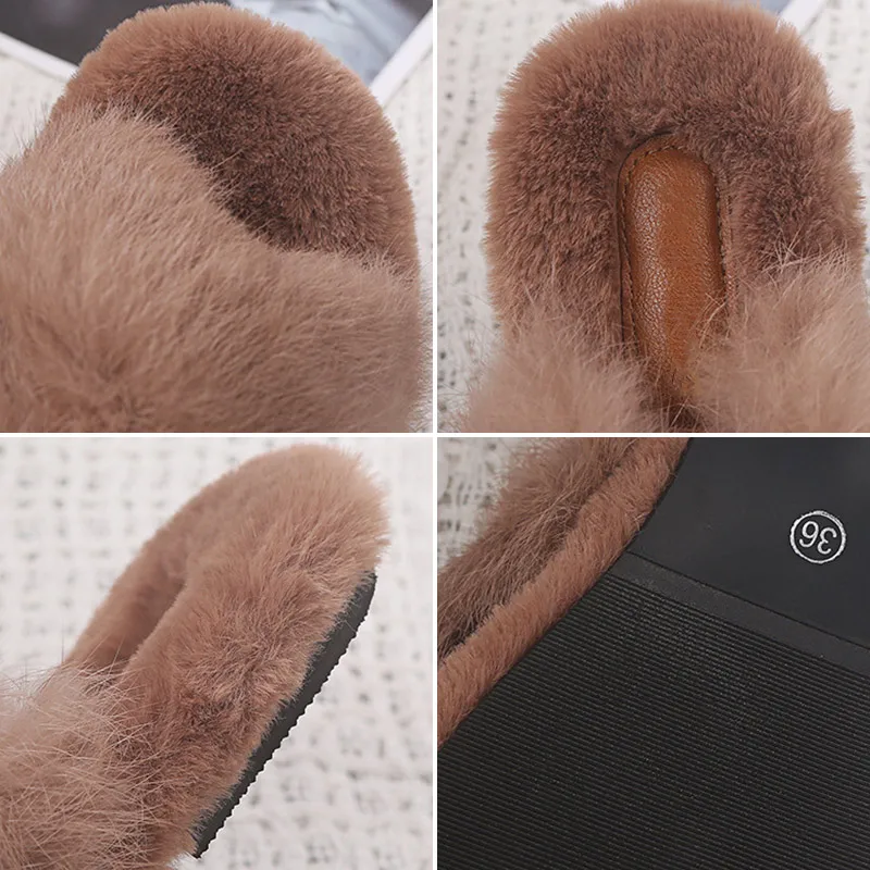 MCCKLE Women House Slippers Ladies Soft Bottom Winter Women's Shoes Short Furry Plush Woman Casual Female Fashion Home Footwear