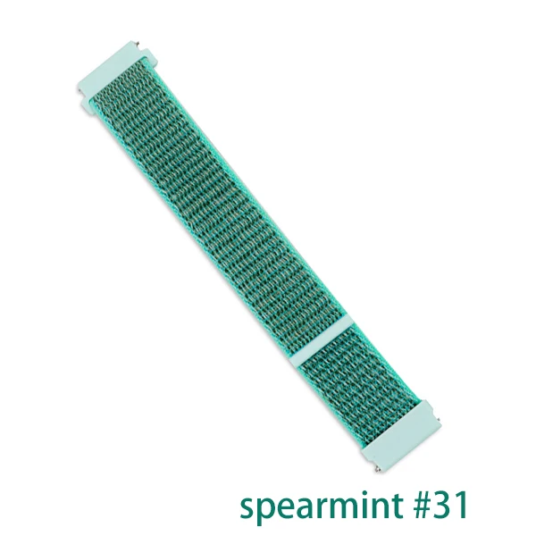 spearmint 31 Gear S3 для samsung galaxy watch 46 мм 42 мм gear sport S2 нейлон xiaomi amazfit bip 47 мм huawei watch gt ремешок 20 22 мм ремешок для часов - Цвет ремешка: spearmint 31
