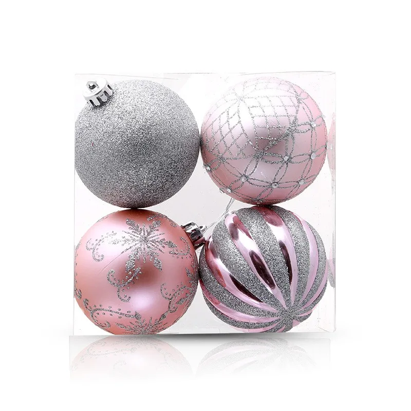 Hot 4pcs Glittering Christmas Ball Hanging Ornaments Baubles Holiday Christmas Party Decorations Xmas Tree Pendants