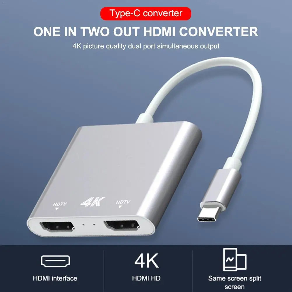 USB-C type-C HDMI адаптер HD 4K type C Мужской 2 HDMI Женский конвертер HDTV видео адаптер для ноутбука