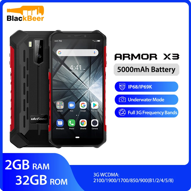 Ulefone Armor X3 5 &quotHD Мобильный Телефон IP68 прочный водонепроницаемый смартфон Android 9 0