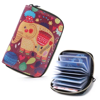 

APP BLOG Fashion Cartoon Elephant Function 24 Bits Card Case Business Cards Holder Women Credit Passport Card Bag Wallet 2019