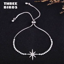 Крошечный мода кубического циркония с украшением в виде кристаллов звезда браслет простые элегантные теннисные регулируемый браслет-цепочка для Для женщин ювелирные изделия