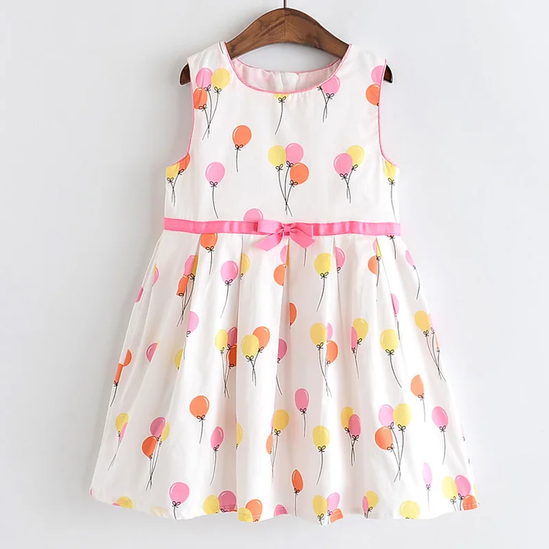 Платья для девочек, детская одежда, милое платье принцессы без рукавов с круглым вырезом и бантом