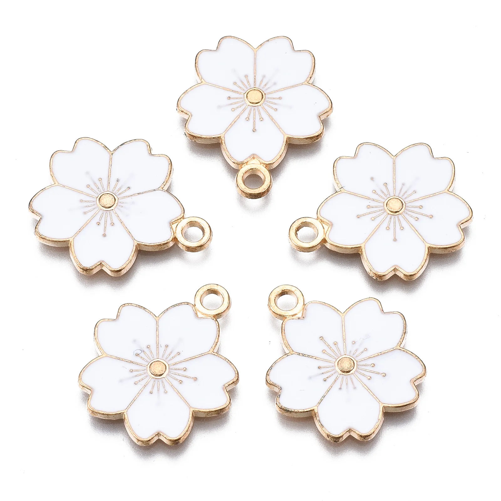 100pcs Flower Zinc Alloy Enamel Pendants Cute Charms for Jewelry Making DIY  Bracelet Necklace Earring Finding 16.5x14.5x2.5~3mm