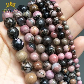 

Natural Stone Black Lace Rhodonite Round Loose Spacer Beads For Jewelry Making DIY Bracelet Earrings Accessories 15'' 4/6/8/10mm