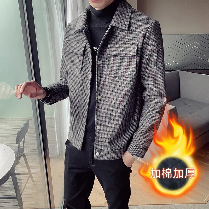 8029 Cotton Addition Стильные модные мужские шерстяные куртки для отдыха с пряжкой, однобортное мужское пальто, ветровка Abrigo Largo Hombre - Цвет: 8029 Cotton Addition