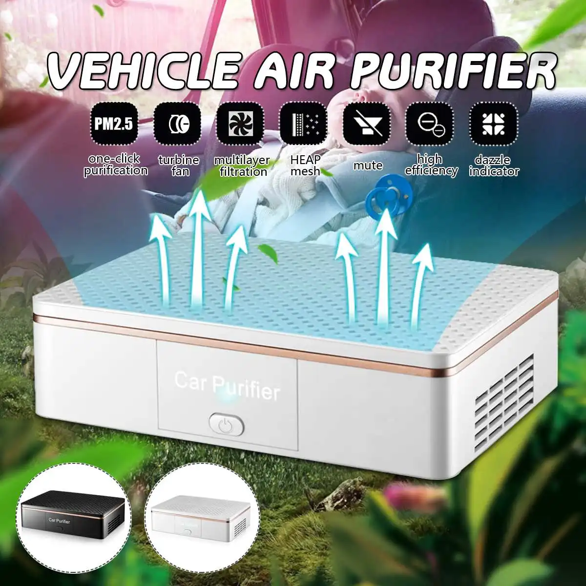 

Portable Rectangle Car Air Purifier Remove Formaldehyde Anion Generator Vehicle Freshener Ionizer Anion Air Purifier