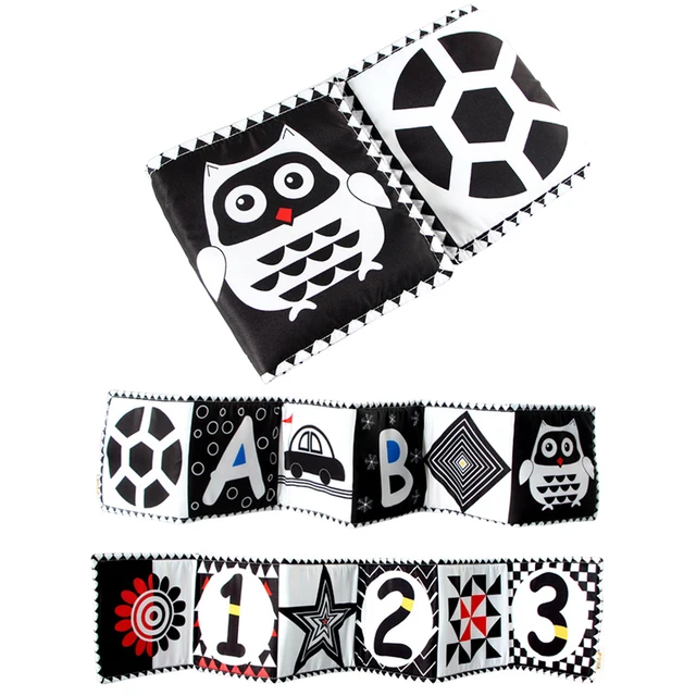 Newborn Crib Bumper Cloth Book Black White Contrast Baby Toys Early Stimulation Crib Toys Quiet Book Sensory Toys for 0-36 Month 2