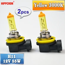 Hippcron H11 галогенные лампы желтый 2 шт 12В 55 Вт 3000 К кварцевые Стекло лампы для передних автомобильных PGJ19-2 Противотуманные фары Дневные Фары Светильник Hippcron H11 галогенные лампы желтый 2 шт 12В 55 Вт 3000 К кварцевые Стекло лампы для передних автомобильных PGJ19-2 Противотуманные фары Дневные Фары Светильник