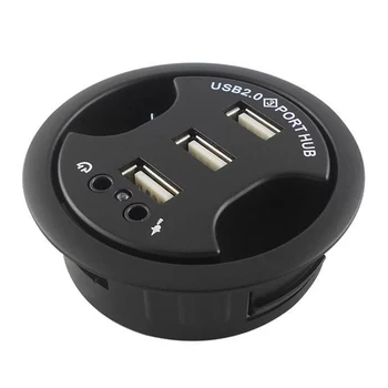 

Multifunctional Mobile Accessories Hub Stereo Sound Adapter Charger Black Desk 3 Ports Portable USB 2.0 High Speed