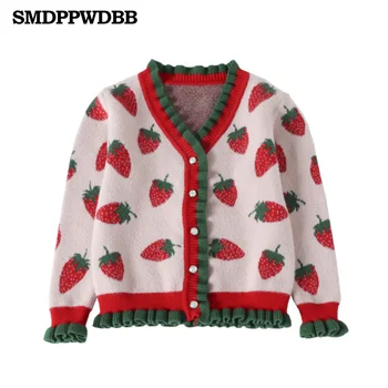 

2020spring children's clothes girls sweaters casual Strawberry long sleeve baby girl knitted cardigan sweaters for girls