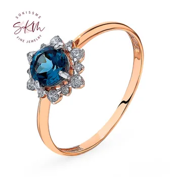 

SKM Designer 14k rose gold rings for women flower ring Engagement rings designer Promise Luxury gift for wife Fine Jewelry