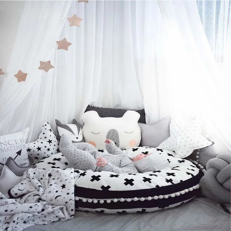 

INS Northern European-Style CHILDREN'S Room Decoration Circle Baby Creeping Mat Furry Ball Lace Super Soft Thick Children Rug