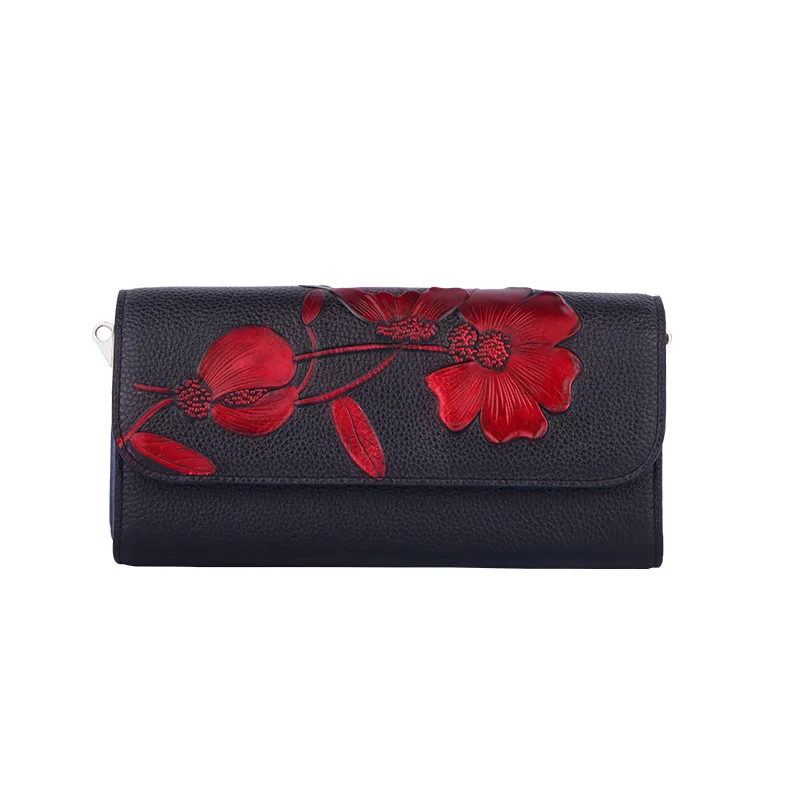 

Leather Bag WOMEN'S Bag 2019 New Style Retro Decorative Pattern Shoulder Bag Full-grain Leather Chinese-style Clutch Bag