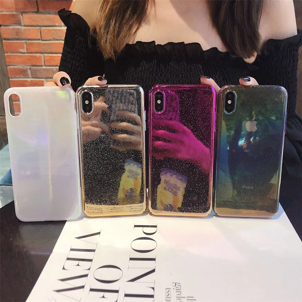 

Glitter Laser Plating Gradient Phone Case For iPhone 11 Pro X XS Max XR 6 6S 7 8 Plus Clear Transparent Soft TPU Back Cover Etui