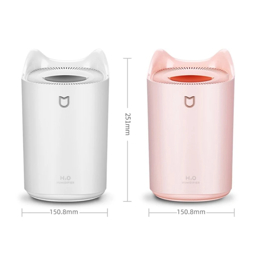Ultrasonic Double Nuzzle Refreshing Mist Air Humidifier 3000ML Large Capacity Aroma Oil Diffuser for Home USB Mute Misting