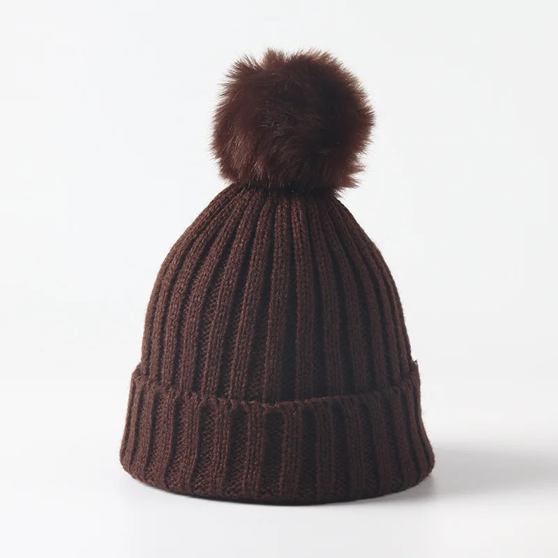 Детская вязаная шапка с шариками, яркие цвета, шерстяная шапка для мужчин и женщин, милая осенняя и зимняя теплая шапка