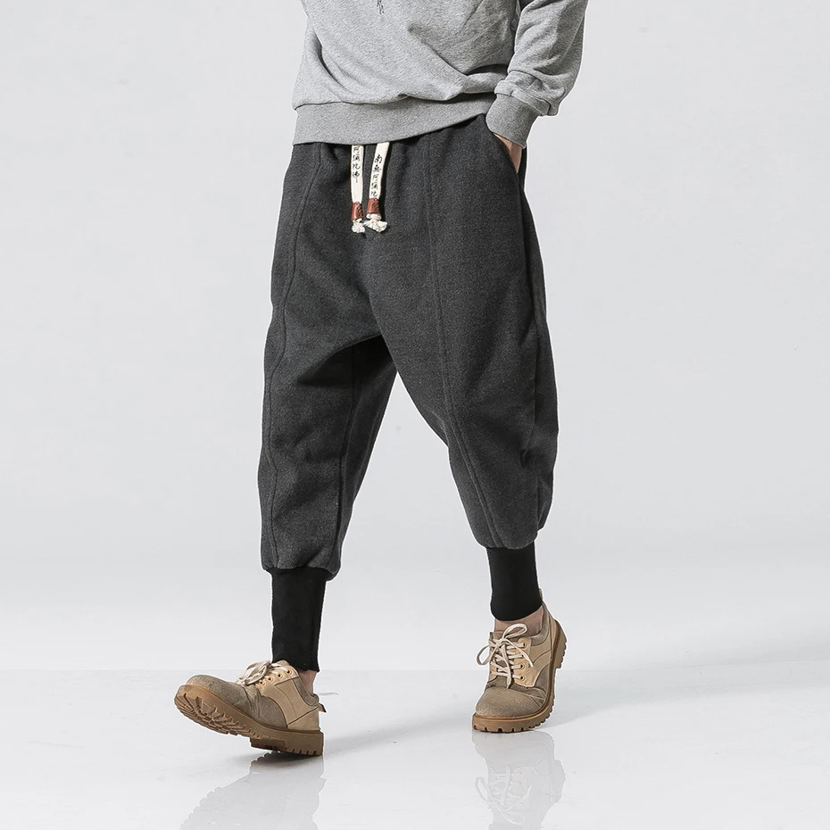 Harem Pants Joggers Hip Hop Sweatpants Streetwear Fashion Pencil Pants Fleece Thick Warm Autumn Winter Casual Cotton Trousers 3
