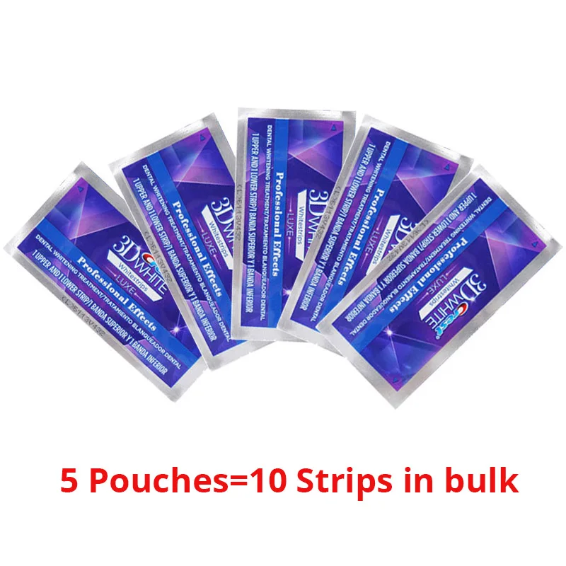 5pouches Оригинальные 3D белые полоски, роскошные профессиональные эффекты, отбеливатели зубов, удаление зубного камня, отбеливающие полоски для белых зубов - Цвет: 5pouches